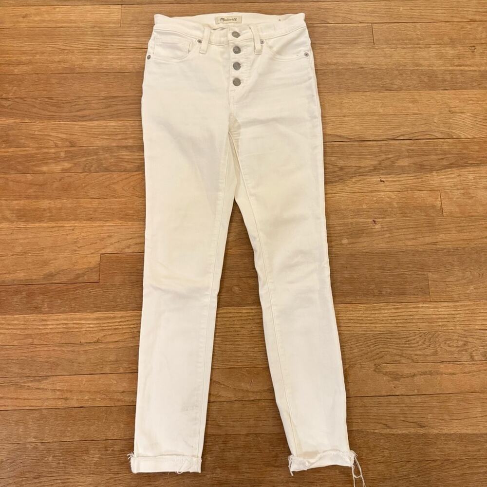 Madewell white button fly mid rise skinny ankle chino pants size 25 (2)
b21